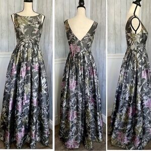 Adrianna-Papell floral sleeveless long ball gown